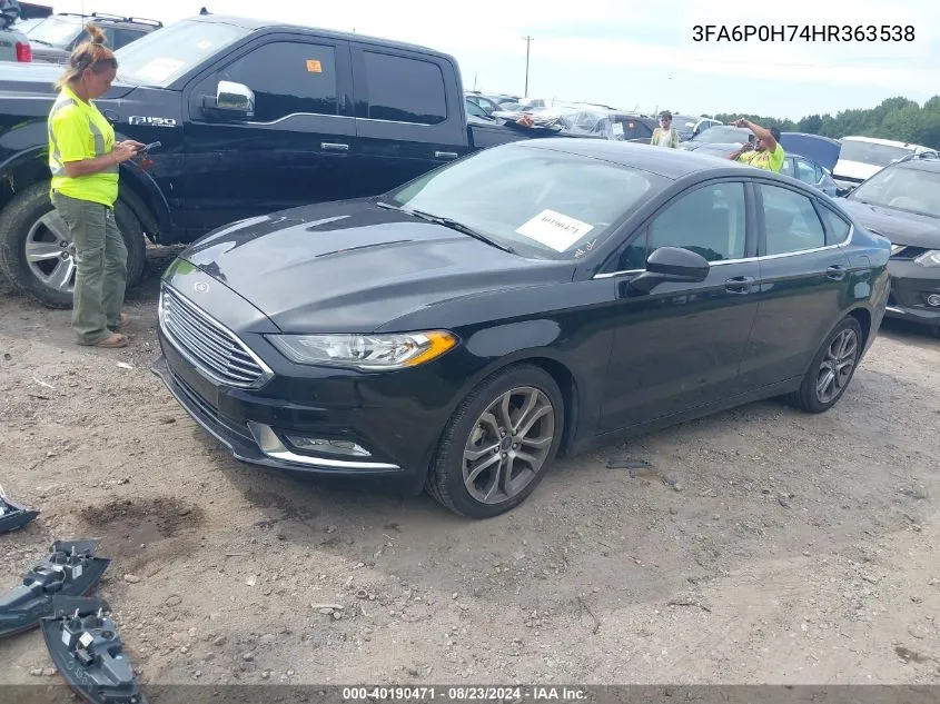 2017 Ford Fusion Se VIN: 3FA6P0H74HR363538 Lot: 40190471