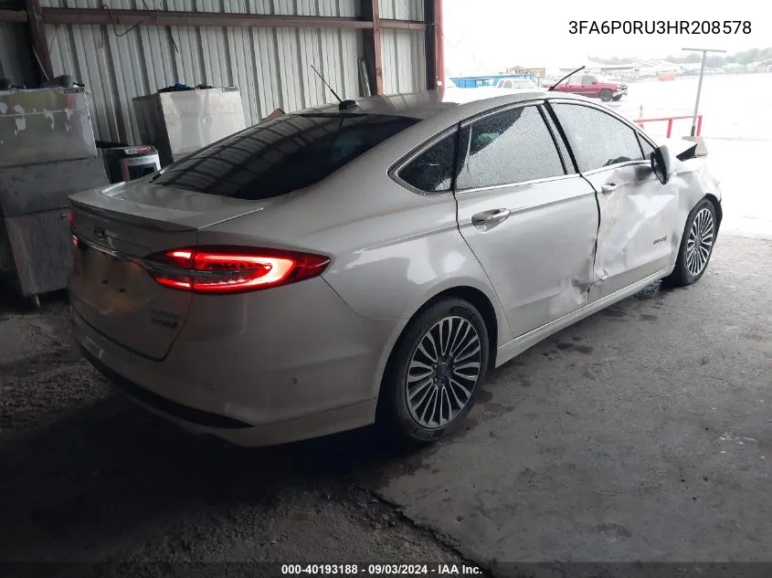 3FA6P0RU3HR208578 2017 Ford Fusion Hybrid Platinum