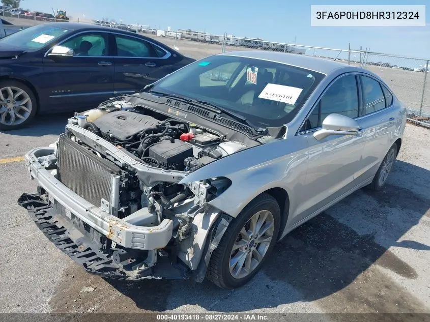 2017 Ford Fusion Se VIN: 3FA6P0HD8HR312324 Lot: 40193418