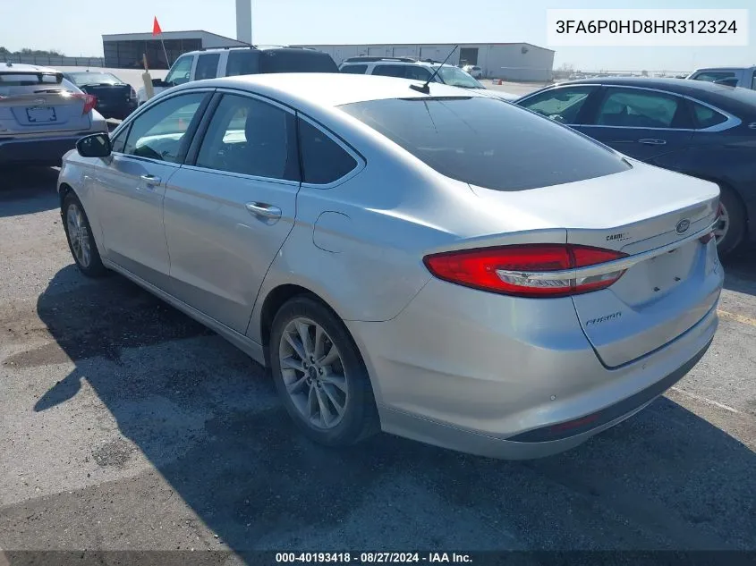 2017 Ford Fusion Se VIN: 3FA6P0HD8HR312324 Lot: 40193418