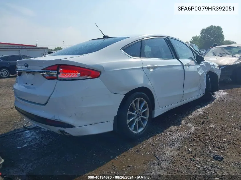 2017 Ford Fusion S VIN: 3FA6P0G79HR392051 Lot: 40194670