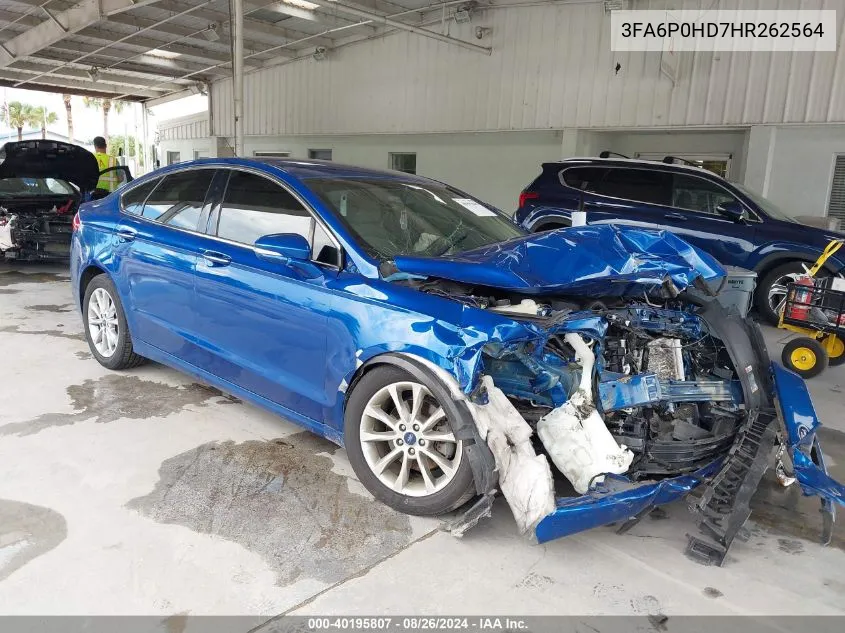 2017 Ford Fusion Se VIN: 3FA6P0HD7HR262564 Lot: 40195807