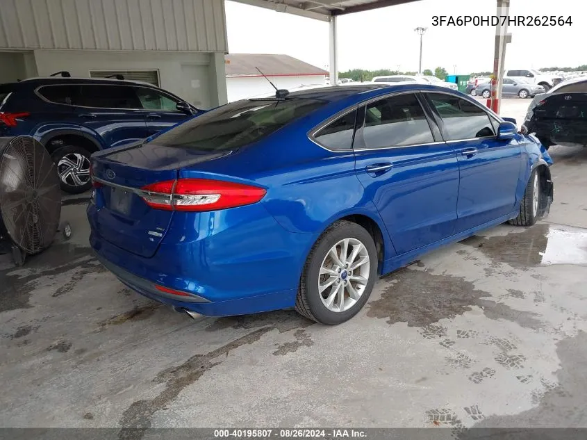 2017 Ford Fusion Se VIN: 3FA6P0HD7HR262564 Lot: 40195807