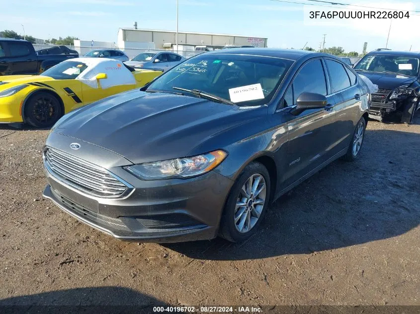 2017 Ford Fusion Hybrid S VIN: 3FA6P0UU0HR226804 Lot: 40196702