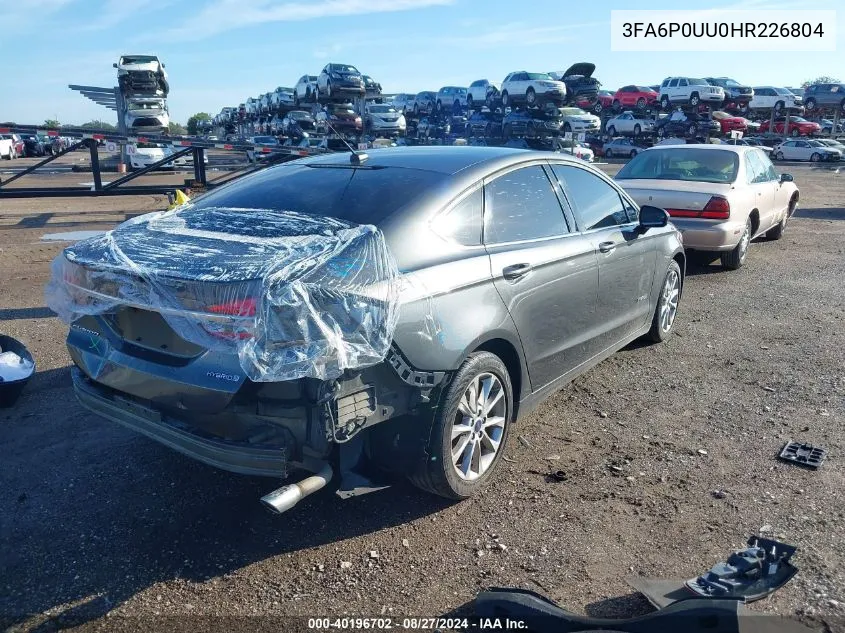 2017 Ford Fusion Hybrid S VIN: 3FA6P0UU0HR226804 Lot: 40196702