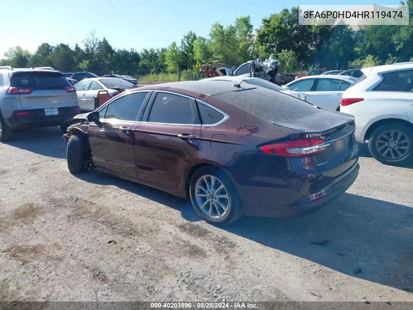 2017 Ford Fusion Se VIN: 3FA6P0HD4HR119474 Lot: 40203896