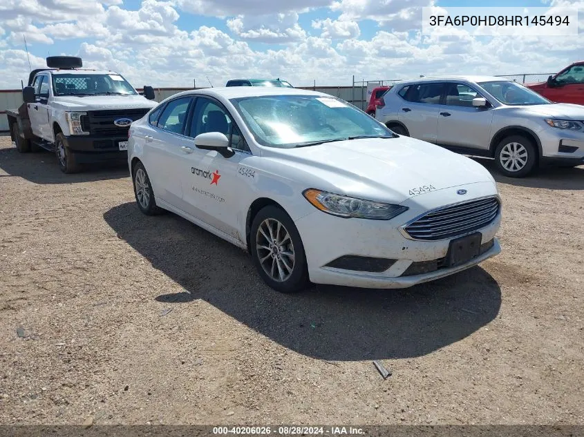 2017 Ford Fusion Se VIN: 3FA6P0HD8HR145494 Lot: 40206026