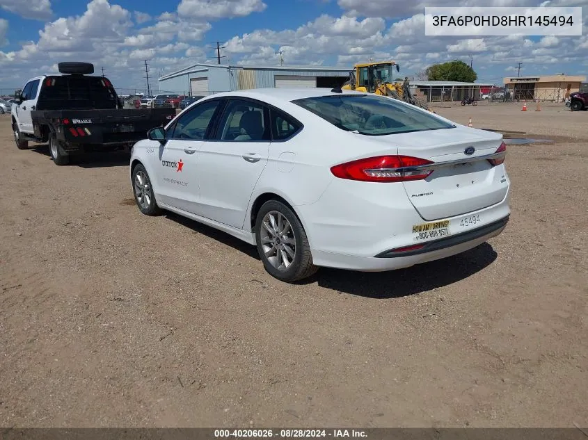 2017 Ford Fusion Se VIN: 3FA6P0HD8HR145494 Lot: 40206026