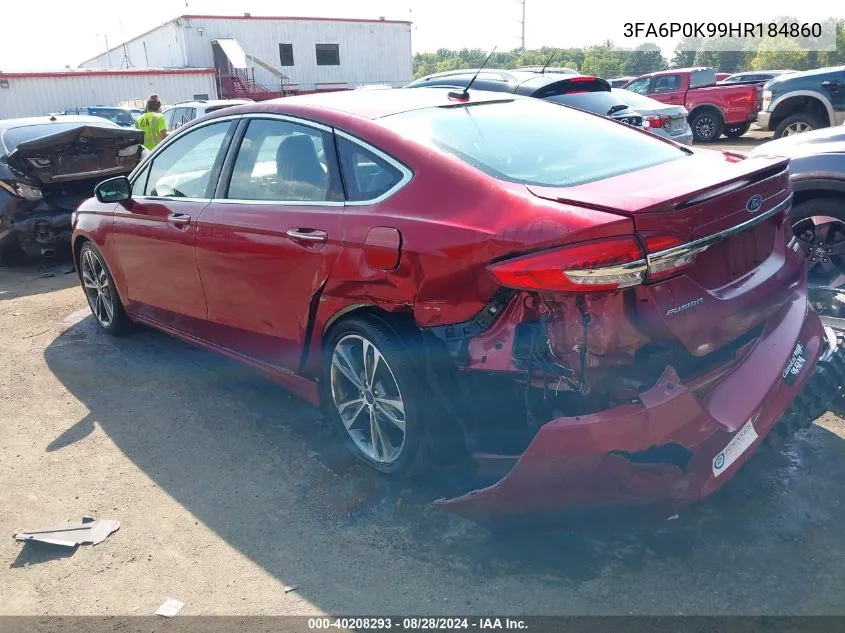 2017 Ford Fusion Titanium VIN: 3FA6P0K99HR184860 Lot: 40208293