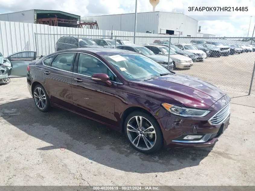 2017 Ford Fusion Titanium VIN: 3FA6P0K97HR214485 Lot: 40208619