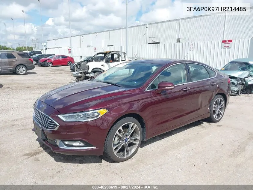 2017 Ford Fusion Titanium VIN: 3FA6P0K97HR214485 Lot: 40208619