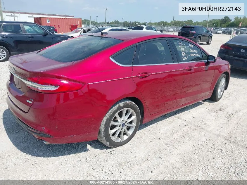 2017 Ford Fusion Se VIN: 3FA6P0HD0HR272143 Lot: 40214965