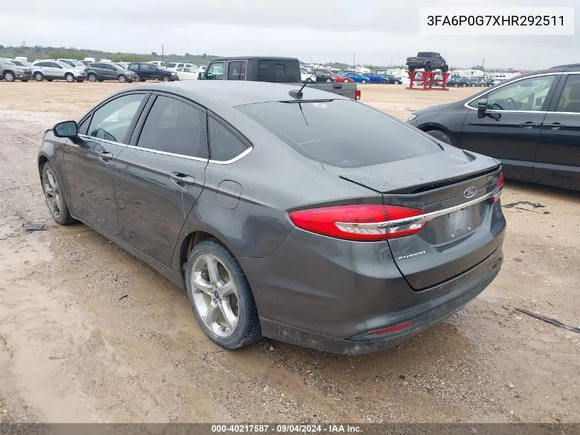 2017 Ford Fusion S VIN: 3FA6P0G7XHR292511 Lot: 40217587