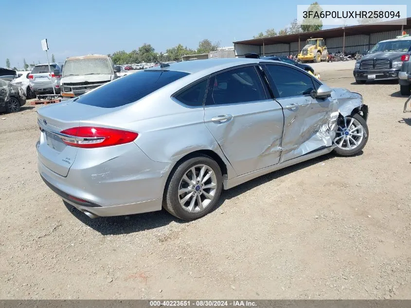 2017 Ford Fusion Hybrid Se VIN: 3FA6P0LUXHR258094 Lot: 40223651