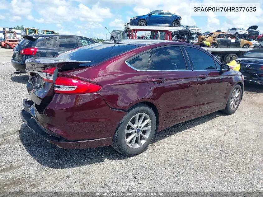 2017 Ford Fusion Se VIN: 3FA6P0H76HR377635 Lot: 40224383