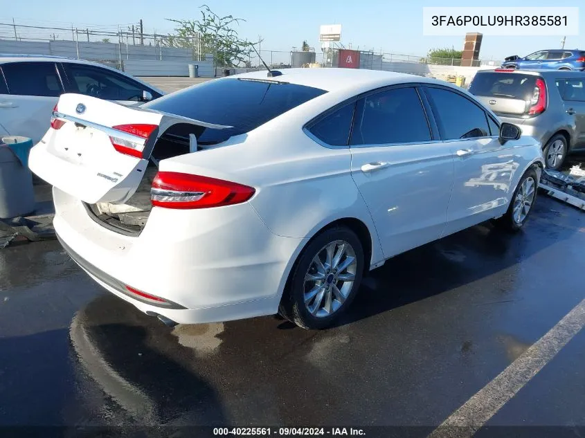 2017 Ford Fusion Hybrid Se VIN: 3FA6P0LU9HR385581 Lot: 40225561