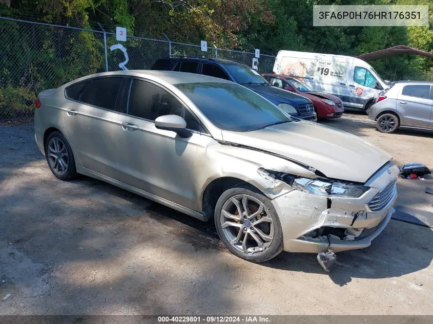 2017 Ford Fusion Se VIN: 3FA6P0H76HR176351 Lot: 40229801