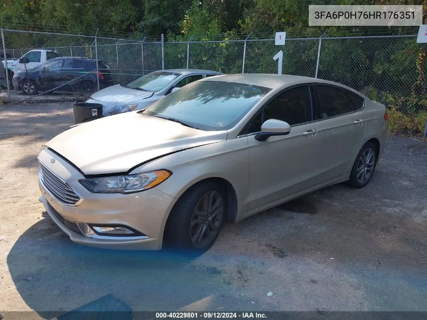 2017 Ford Fusion Se VIN: 3FA6P0H76HR176351 Lot: 40229801