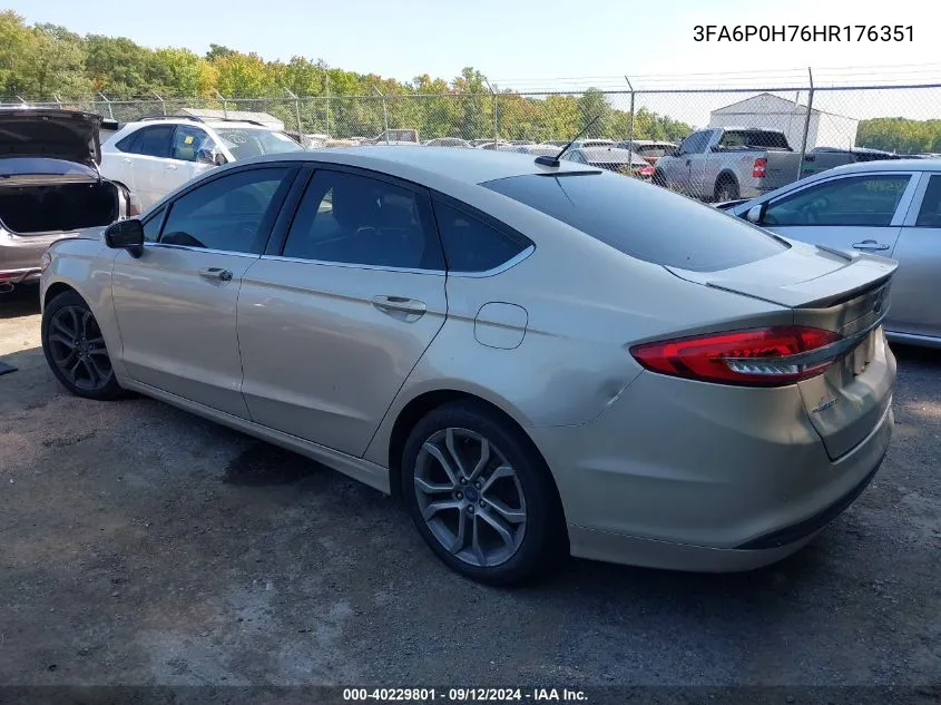 2017 Ford Fusion Se VIN: 3FA6P0H76HR176351 Lot: 40229801