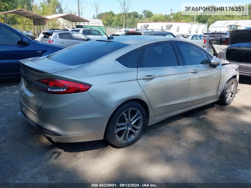 2017 Ford Fusion Se VIN: 3FA6P0H76HR176351 Lot: 40229801