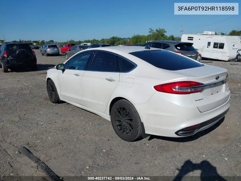 3FA6P0T92HR118598 2017 Ford Fusion Se