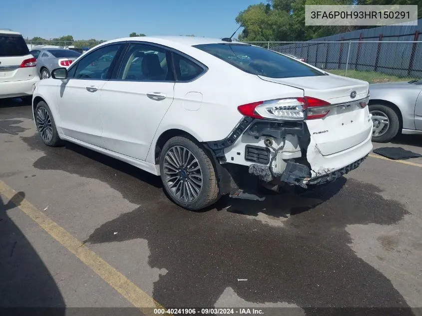 2017 Ford Fusion Se VIN: 3FA6P0H93HR150291 Lot: 40241906