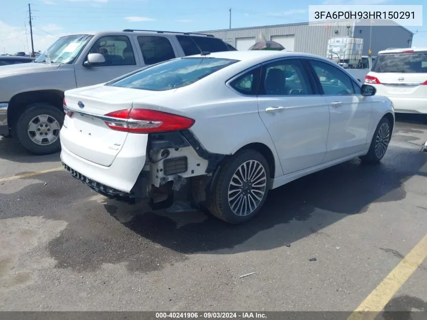 2017 Ford Fusion Se VIN: 3FA6P0H93HR150291 Lot: 40241906