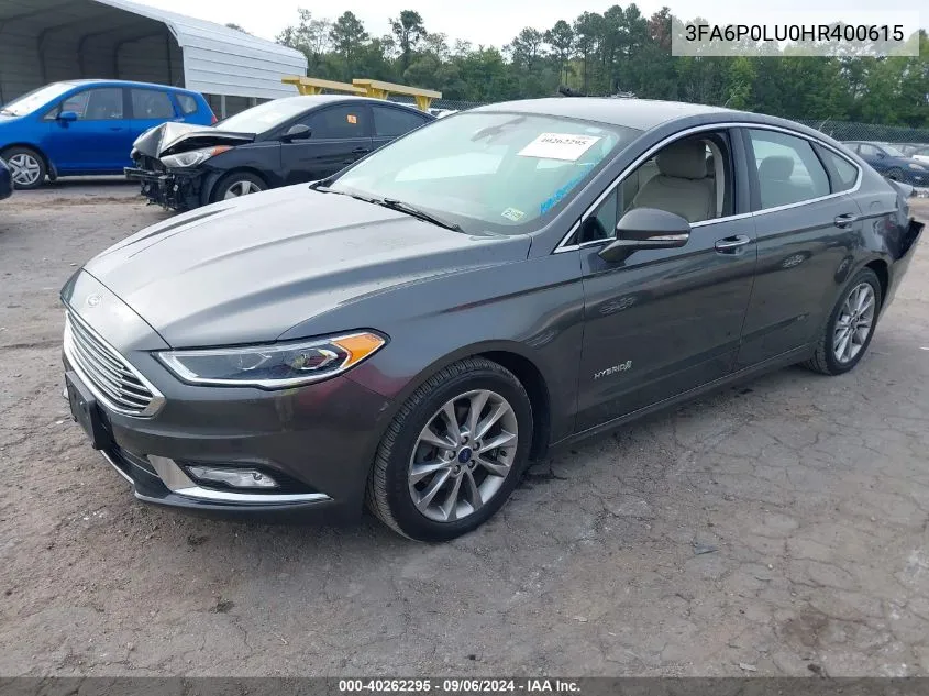 3FA6P0LU0HR400615 2017 Ford Fusion Hybrid Se