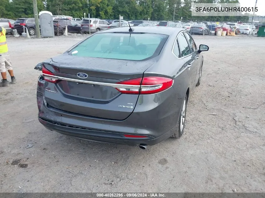 3FA6P0LU0HR400615 2017 Ford Fusion Hybrid Se