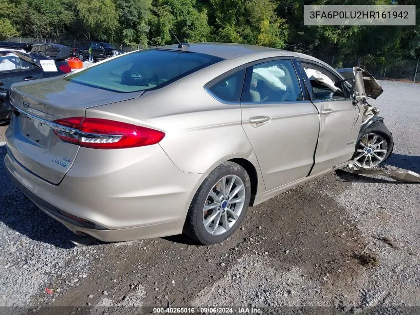 3FA6P0LU2HR161942 2017 Ford Fusion Hybrid Se