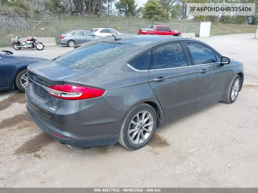 2017 Ford Fusion Se VIN: 3FA6P0HD4HR335406 Lot: 40277032