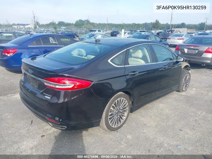 2017 Ford Fusion Titanium VIN: 3FA6P0K95HR130259 Lot: 40278696