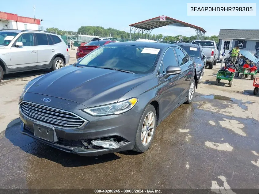 2017 Ford Fusion Se VIN: 3FA6P0HD9HR298305 Lot: 40280245