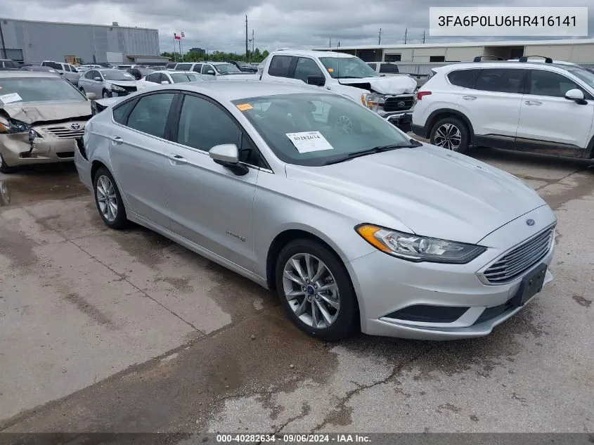 3FA6P0LU6HR416141 2017 Ford Fusion Hybrid Se