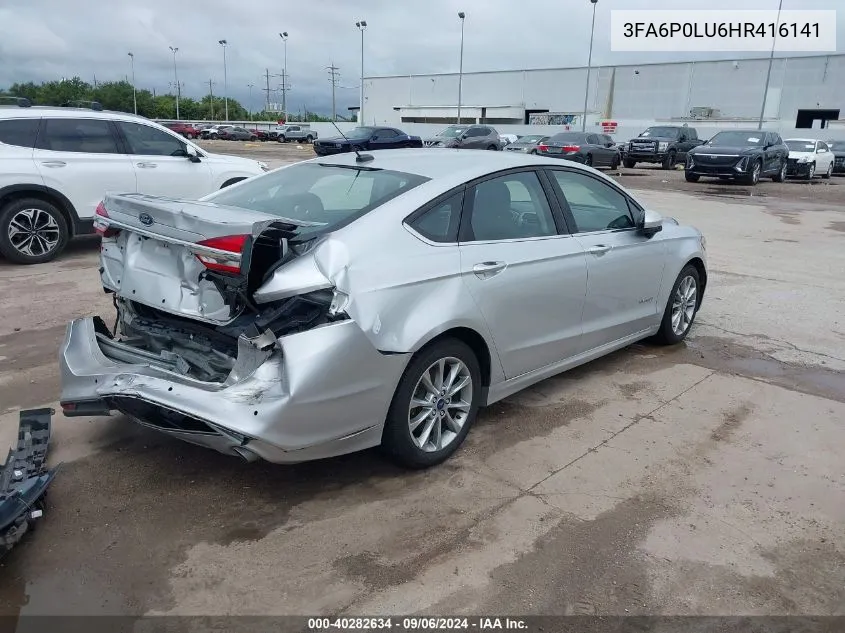 2017 Ford Fusion Hybrid Se VIN: 3FA6P0LU6HR416141 Lot: 40282634