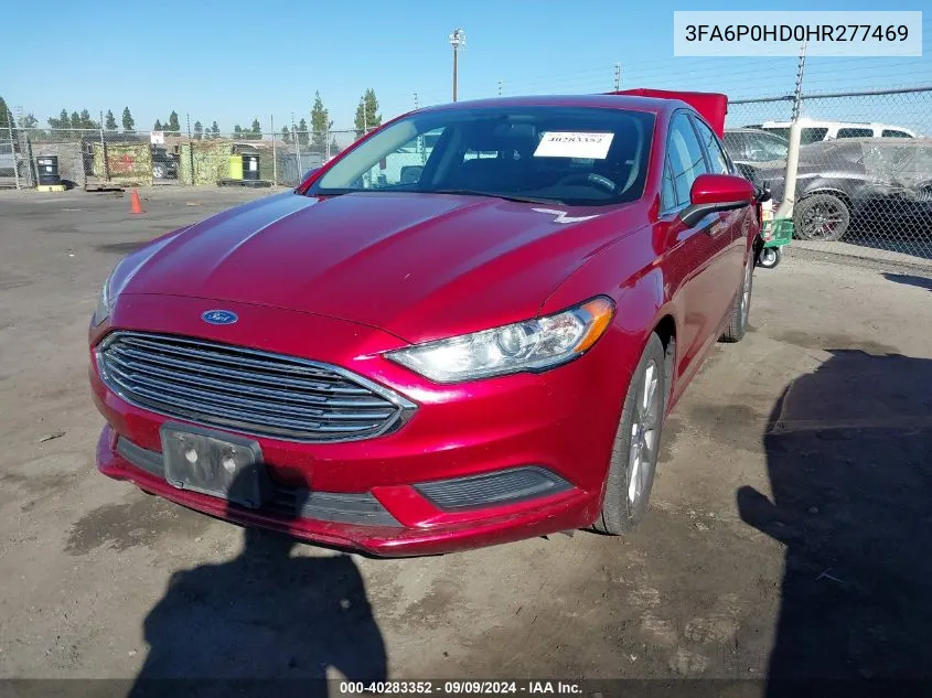 2017 Ford Fusion Se VIN: 3FA6P0HD0HR277469 Lot: 40283352