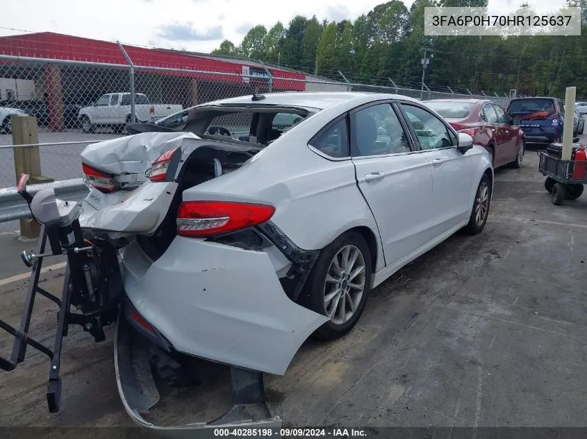 2017 Ford Fusion Se VIN: 3FA6P0H70HR125637 Lot: 40285198