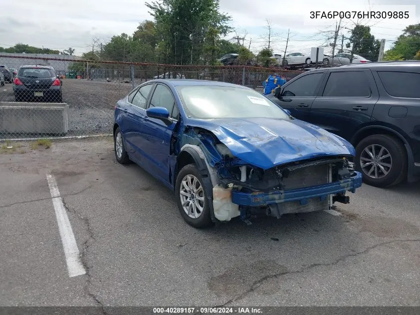 2017 Ford Fusion S VIN: 3FA6P0G76HR309885 Lot: 40289157