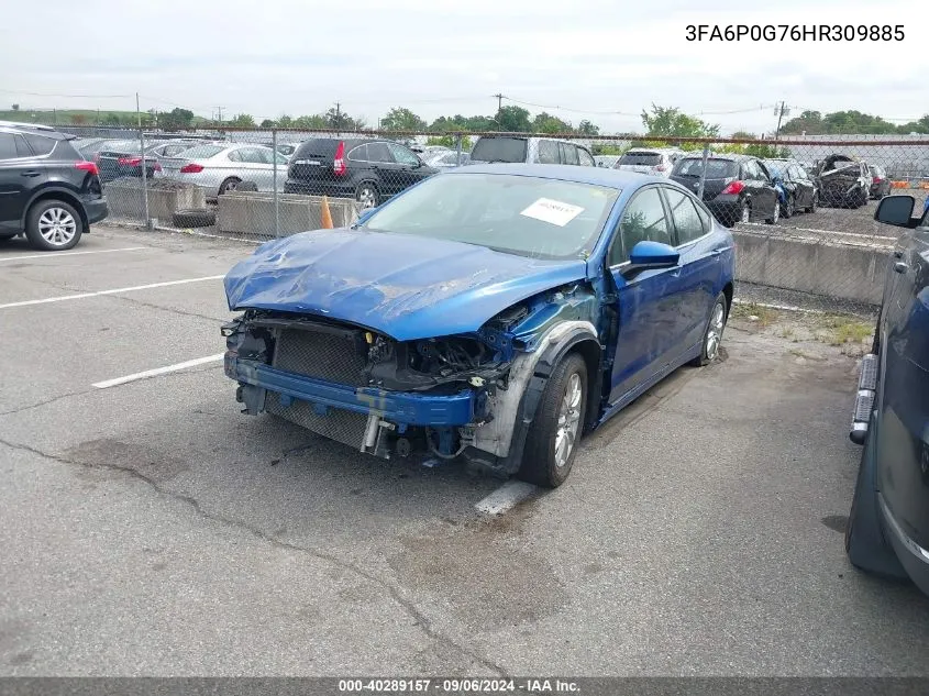 2017 Ford Fusion S VIN: 3FA6P0G76HR309885 Lot: 40289157