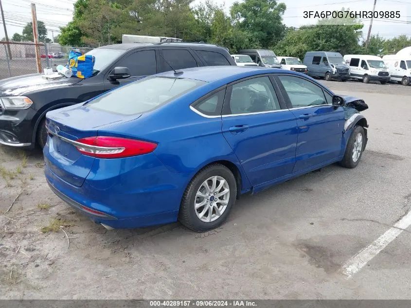 2017 Ford Fusion S VIN: 3FA6P0G76HR309885 Lot: 40289157