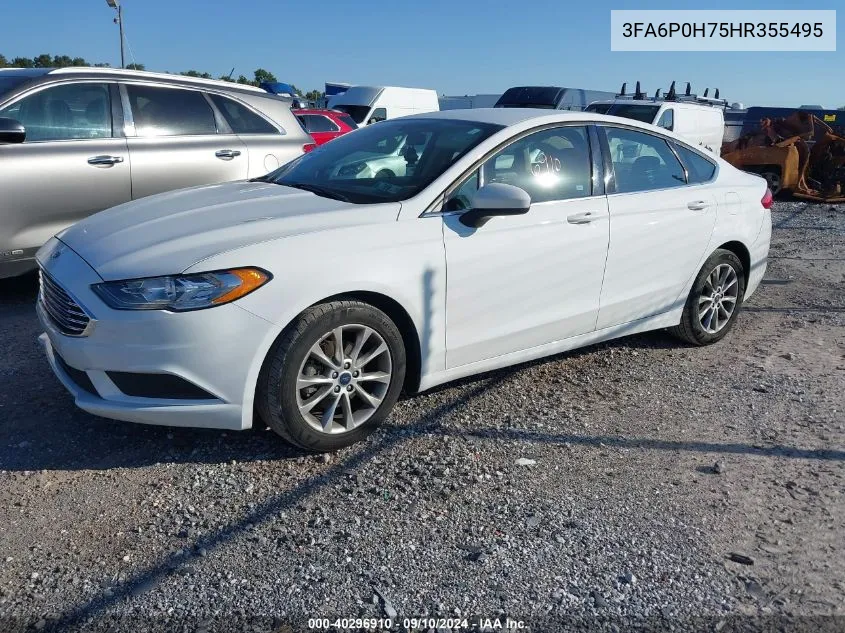 2017 Ford Fusion Se VIN: 3FA6P0H75HR355495 Lot: 40296910