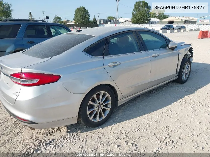 2017 Ford Fusion Se VIN: 3FA6P0HD7HR175327 Lot: 40298527