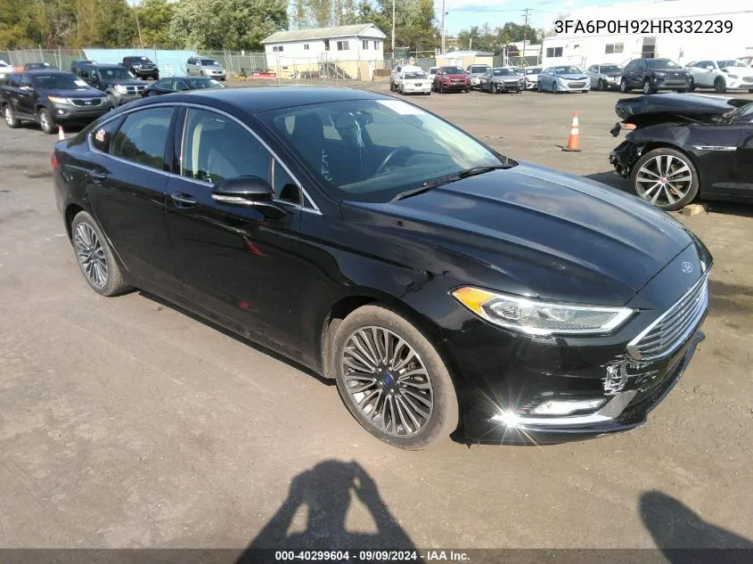 2017 Ford Fusion Se VIN: 3FA6P0H92HR332239 Lot: 40299604