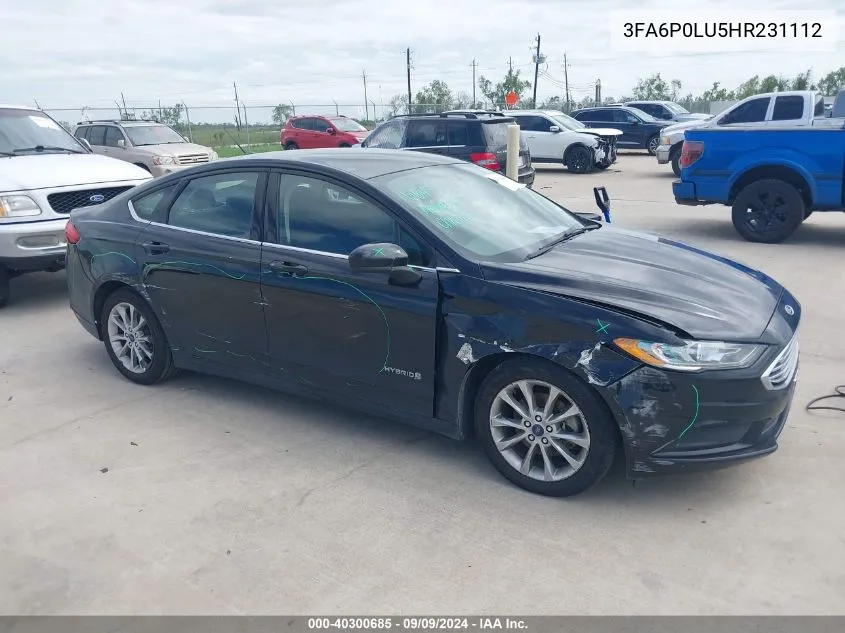 2017 Ford Fusion Hybrid Se VIN: 3FA6P0LU5HR231112 Lot: 40300685