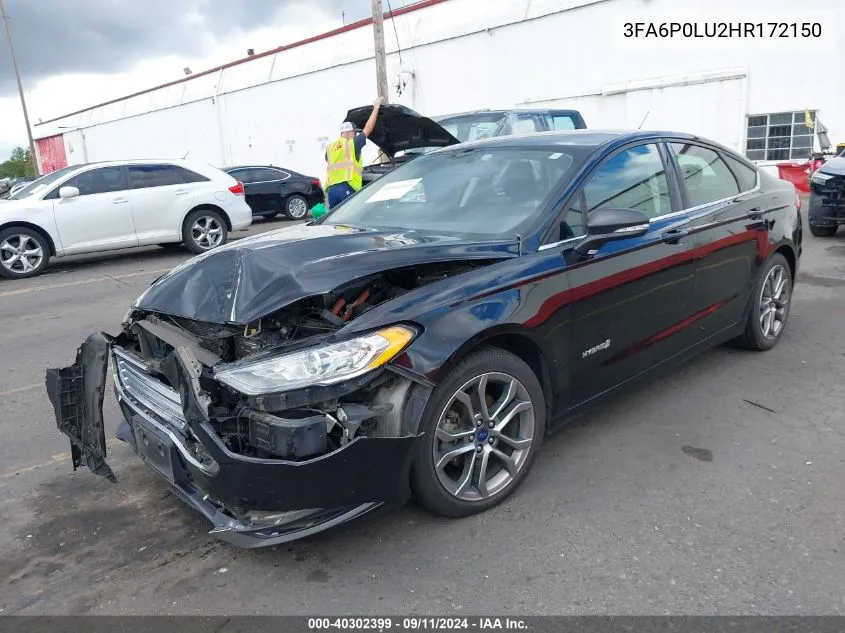 3FA6P0LU2HR172150 2017 Ford Fusion Hybrid Se