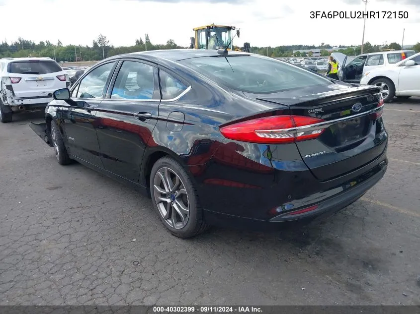 3FA6P0LU2HR172150 2017 Ford Fusion Hybrid Se