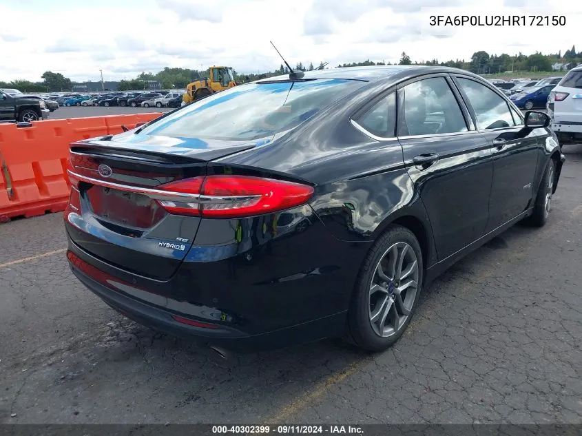 3FA6P0LU2HR172150 2017 Ford Fusion Hybrid Se