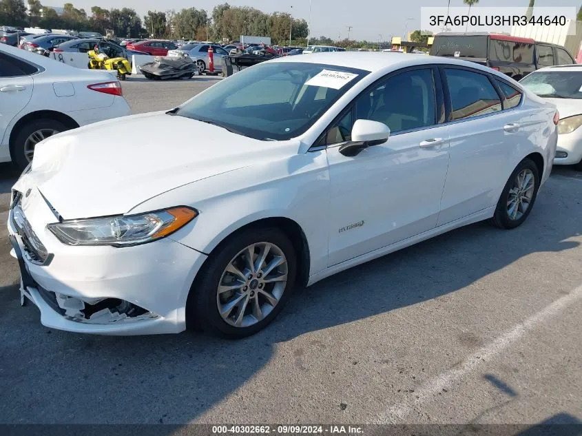 2017 Ford Fusion Hybrid Se VIN: 3FA6P0LU3HR344640 Lot: 40302662