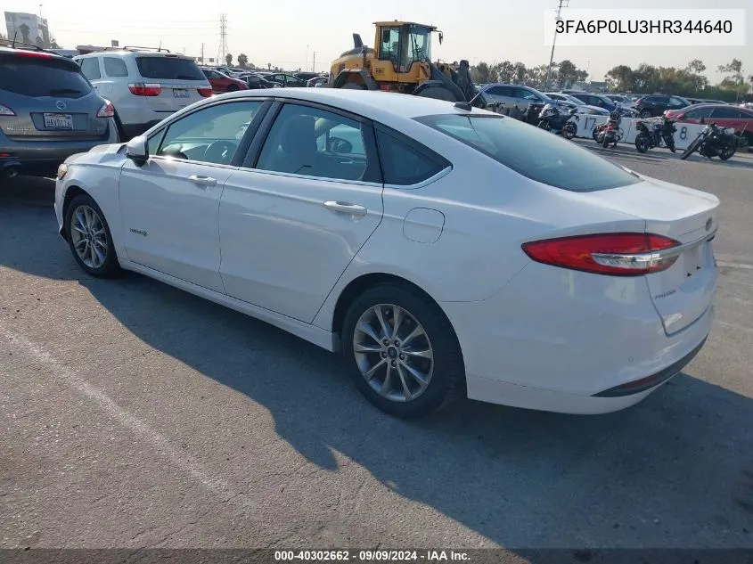 2017 Ford Fusion Hybrid Se VIN: 3FA6P0LU3HR344640 Lot: 40302662