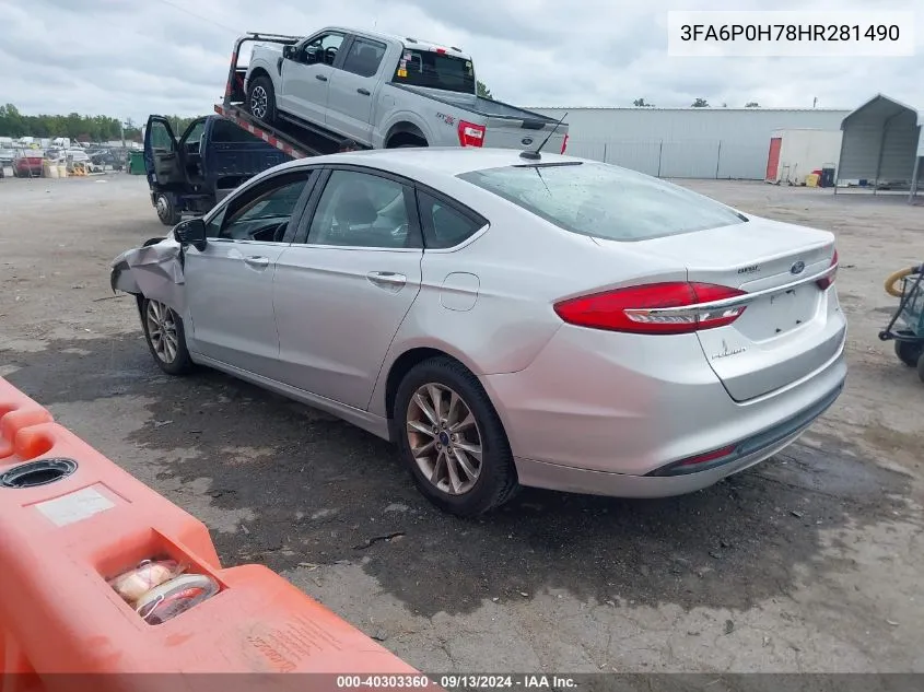 2017 Ford Fusion Se VIN: 3FA6P0H78HR281490 Lot: 40303360